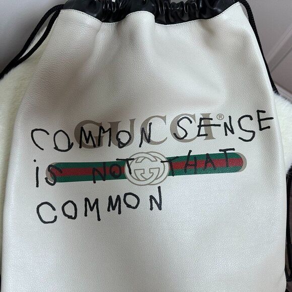 NWOT Gucci X Coco Capitan Common Sense White Logo Drawstring Backpack - Picture 2 of 11